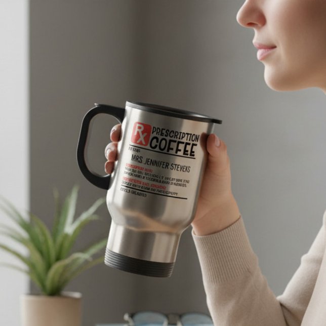 Mug De Voyage Drôle Prescription Café Nom personnalisé (Créateur téléchargé)