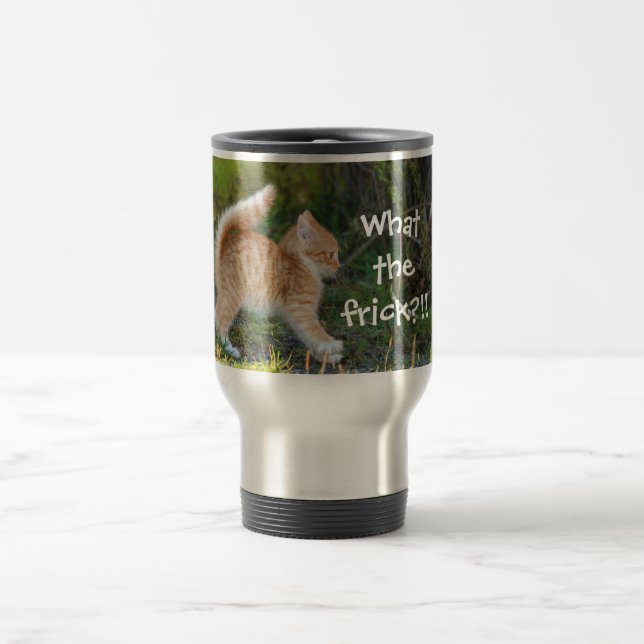 Mug De Voyage Drôle Surpris Ginger Kitten. Quelle merde ? (Centre)