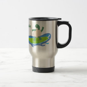 Mug De Voyage Drôle tortue vague de surf dessin animé