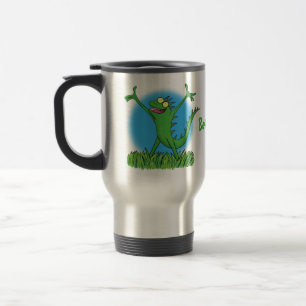 Mug De Voyage Drôle vert souriant animé lézard d'iguane