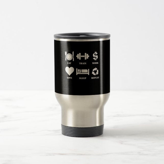 Mug De Voyage Eat Train Work Love Sleep Repeat Motivational Gym (Centre)