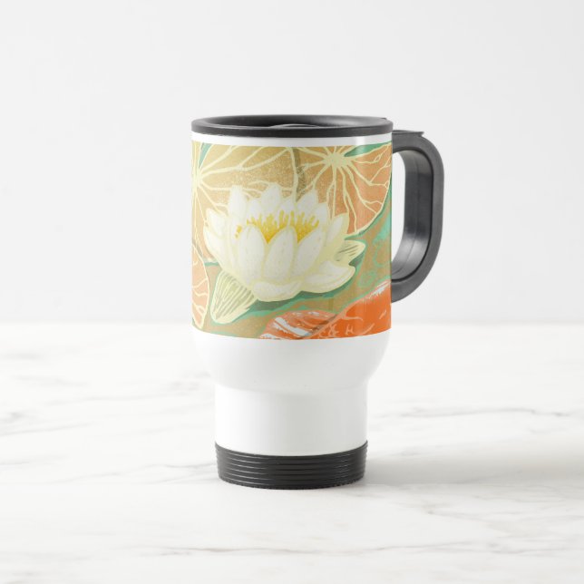 Mug De Voyage Eau Lily Pond Carpe Koi Poisson Voyage Musique (Devant droit)