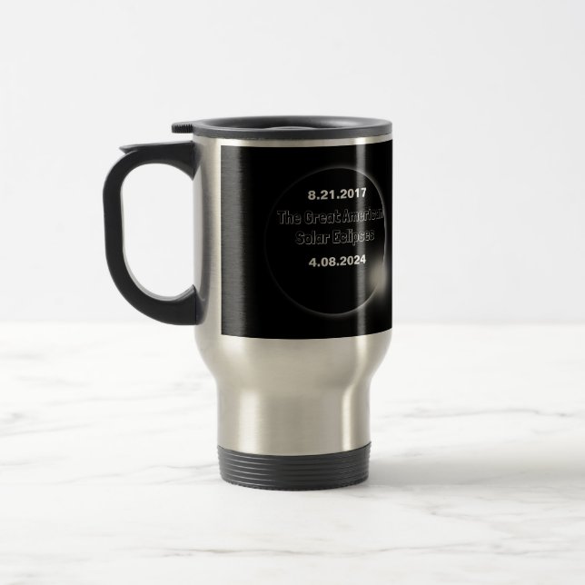 Mug De Voyage Éclipse solaire double datée 2024 & 2017 (Gauche)