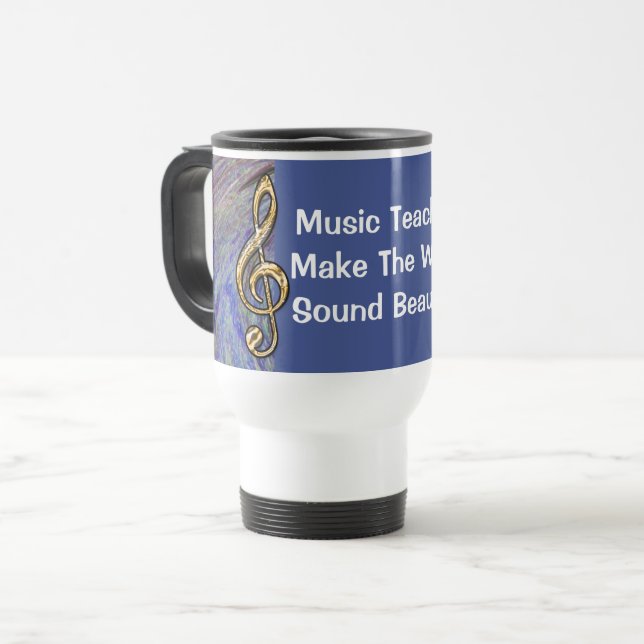 Mug De Voyage École de musique Merci Blue Spiral Swirl (Devant gauche)