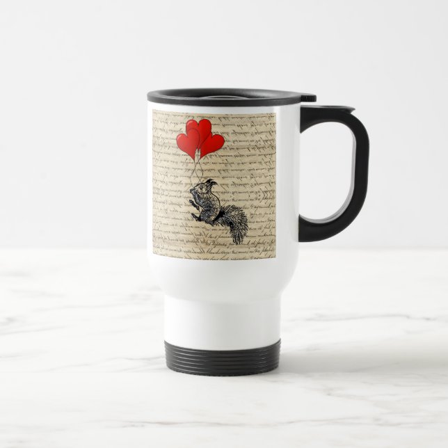 Mug De Voyage Écureuil et ballons cardiaques (Droite)