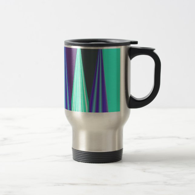 Mug De Voyage Edgy Blue Purple Cyan Chevron Art Imprimer (Droit)
