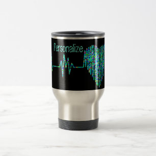 Mug De Voyage Ekg ligne coeur médical noir turquoise infirmière