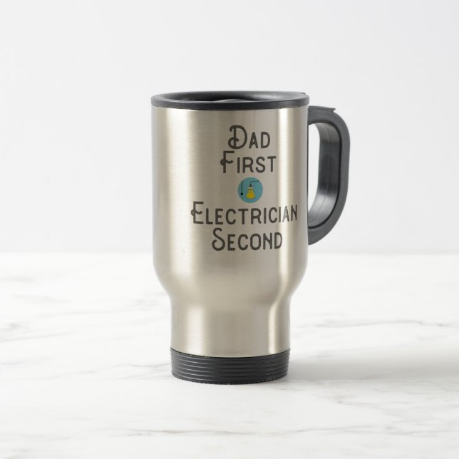 Mug De Voyage Electricien Papa Cadeau Premier Electricien Deuxiè (Devant droit)