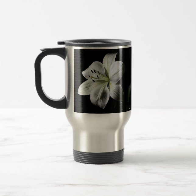 Mug De Voyage Élégant blanc Lily Voyage Mug (Gauche)
