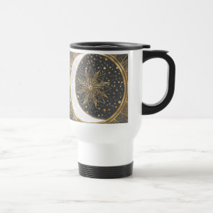 Mug De Voyage Elegant Gold Doodles Sun Moon Mandala Design