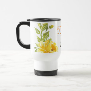 Mug De Voyage Élégant Jaune 50e anniversaire Mariage Monogramme