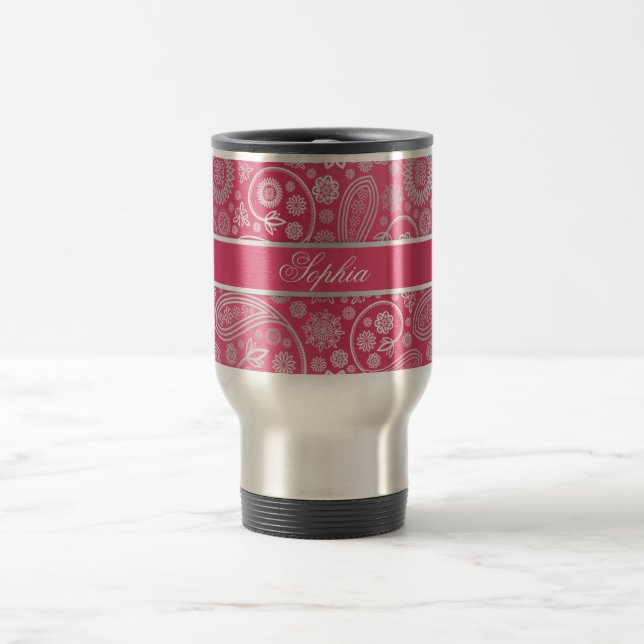 Mug De Voyage Elégant motif floral paisley tendance (Centre)