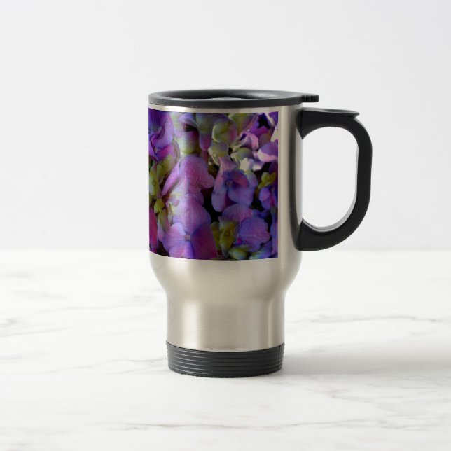 Mug De Voyage Élégante Magenta Purple bleu Hydrangée fleurs (Droit)