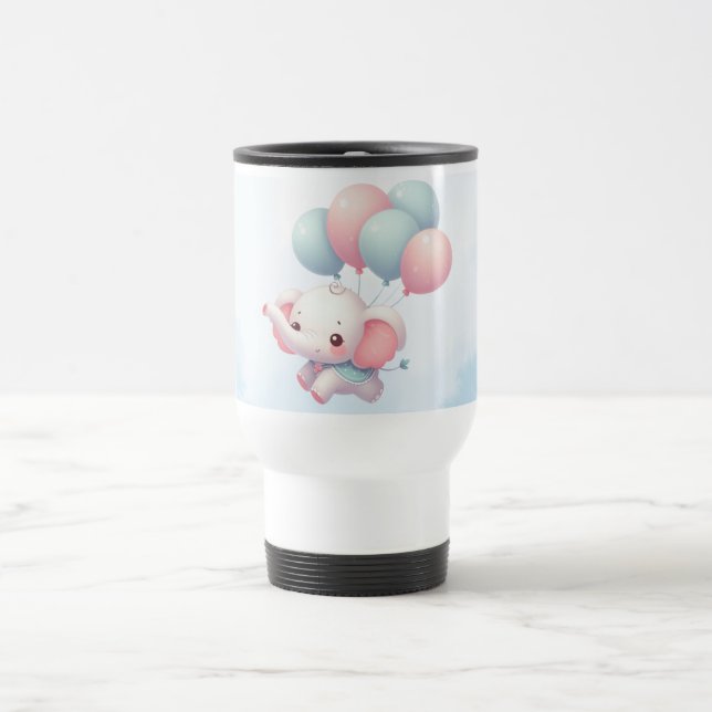 Mug De Voyage éléphant bébé avec des ballons (Centre)