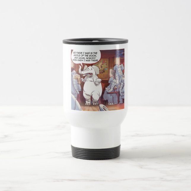Mug De Voyage Éléphant Blanc Drôle Dans La Pièce (Centre)