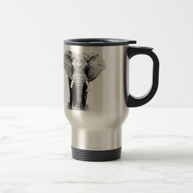 Mug De Voyage Eléphant noir et blanc (Droit)