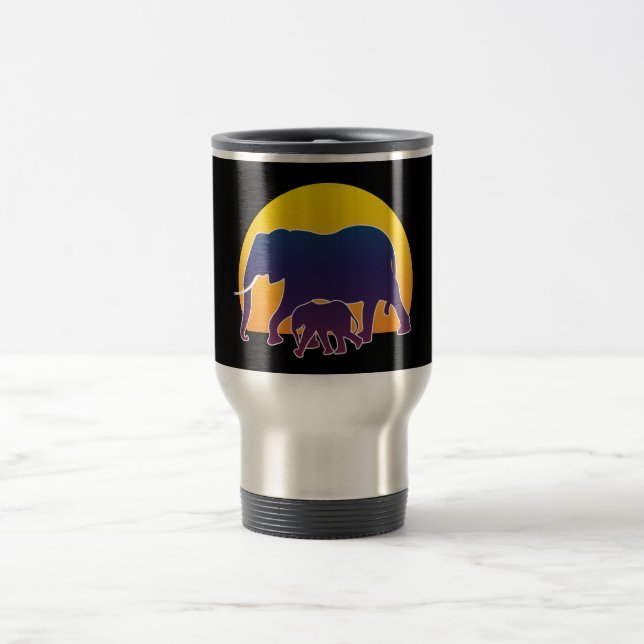 Mug De Voyage Eléphants couchés de soleil (Centre)