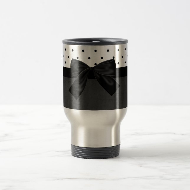 Mug De Voyage Éléphants Mignons Adorables,Points noirs et blancs (Centre)