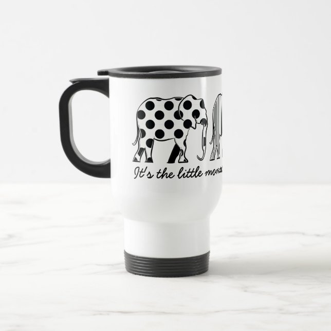 Mug De Voyage Éléphants Noir et Blanc Motif Moderne Tendance (Gauche)