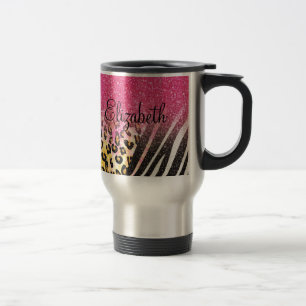 Mug De Voyage Empreinte de léopard à la mode, zèbre rayures