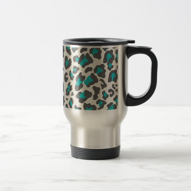 Mug De Voyage Empreinte de léopard Aqua, Gris, Blanc (Droit)