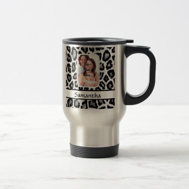 Mug De Voyage Empreinte de léopard noir et blanc (Droit)