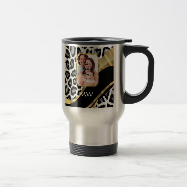 Mug De Voyage Empreinte de léopard noir et or (Droit)