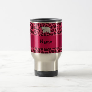 Mug De Voyage Empreinte de léopard nommé personnalisé de rose