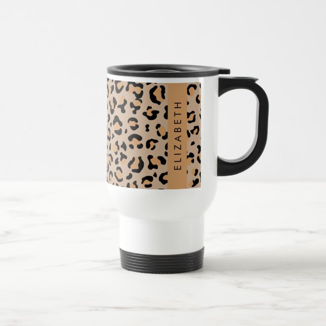 Mug De Voyage Empreinte de léopard, Spots, Leopard Brown, Votre  (Droite)