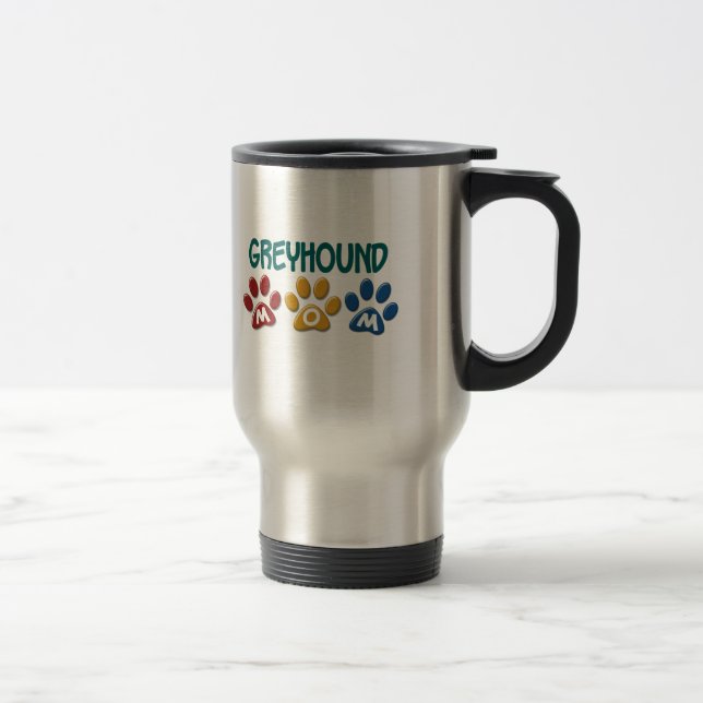 Mug De Voyage Empreinte de patte 1 de maman de LÉVRIER (Droit)