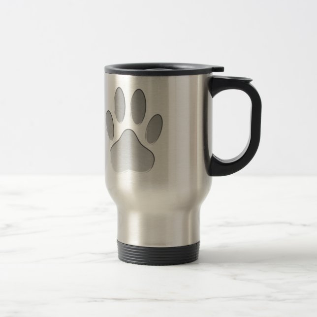 Mug De Voyage Empreinte de patte de chien à l'air métallique (Droit)