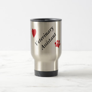 Mug De Voyage Empreinte de patte et coeur Assistant-Rouges
