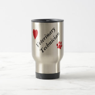 Mug De Voyage Empreinte de patte et coeur Technicien-Rouges