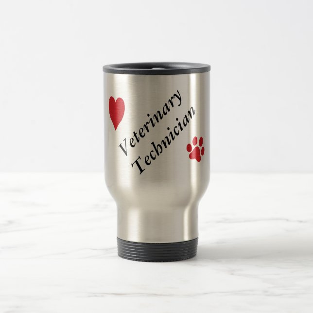 Mug De Voyage Empreinte de patte et coeur Technicien-Rouges (Centre)
