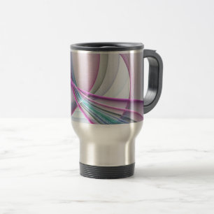 Mug De Voyage En Mouvement, Art Fractal Abstrait Moderne Coloré