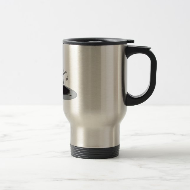 Mug De Voyage Enceinte à notes de musique noires et argentées (Droit)