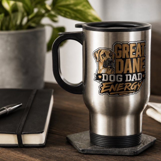 Mug De Voyage Énergie de papa chien Danois géant  (Great Dane Dog Dad Energy Travel Mug)