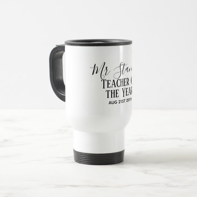 Mug De Voyage Enseignant de l'année Personnalisé cadeau de texte (Devant gauche)