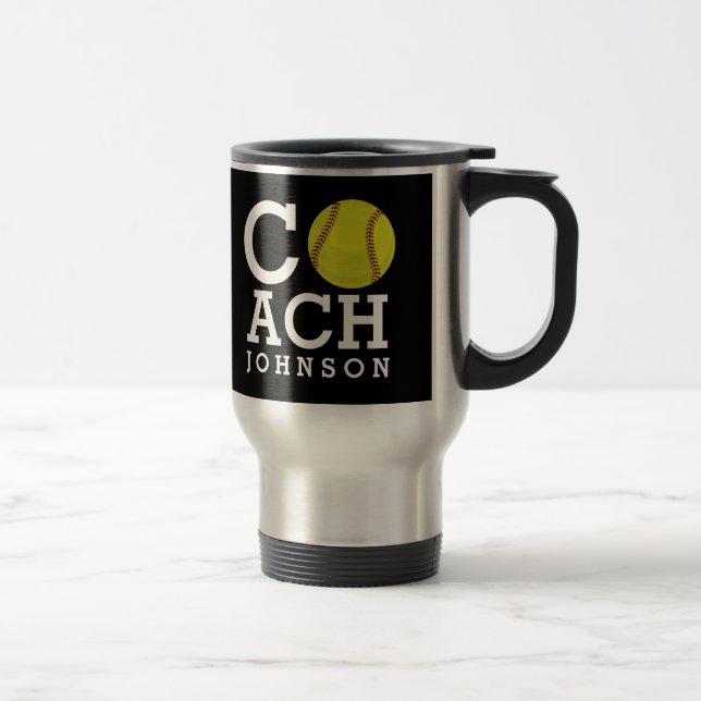 Mug De Voyage Entraîneur nommé fait sur commande du base-ball (Droit)