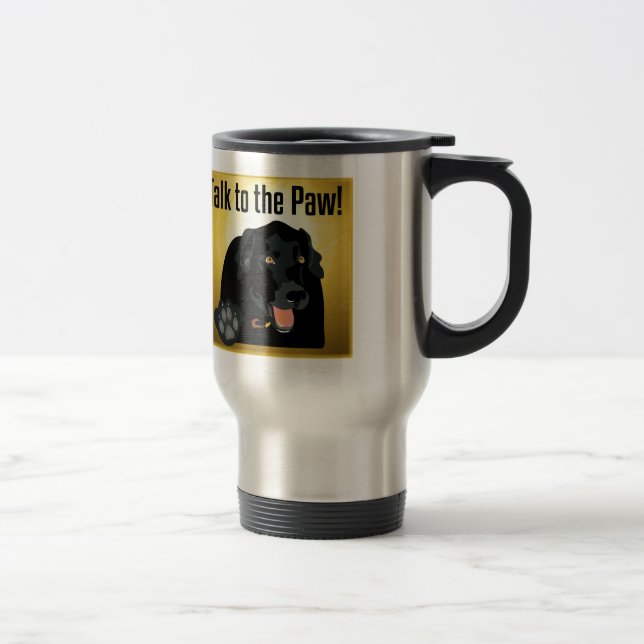 Mug De Voyage Entretien noir de Labrador à la patte ! (Droit)