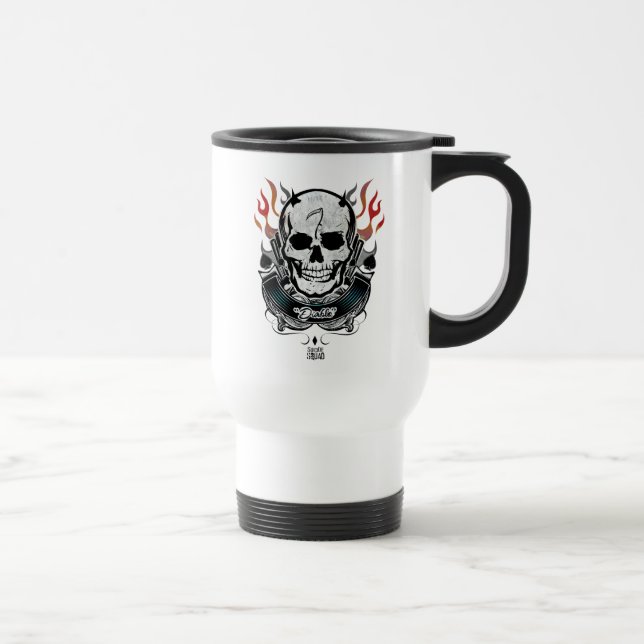 Mug De Voyage Équipe de suicide | Diablo Skull & Flames Tattoo A (Droite)