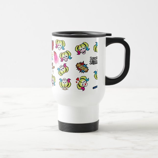 Mug De Voyage Équipe de suicide | Harley Quinn Emoji Motif (Droite)