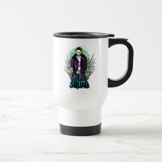 Mug De Voyage Équipe de suicide | Joker Retro Rock Graphic (Droite)