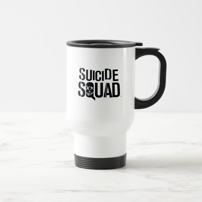 Mug De Voyage Équipe de suicide | Logo blanc (Droite)