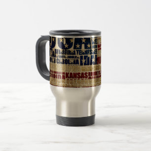 Mug De Voyage États-Unis et leurs États fédéraux en étoiles et b