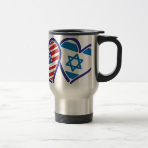 Mug De Voyage États-Unis Israël Coeur Drapeau