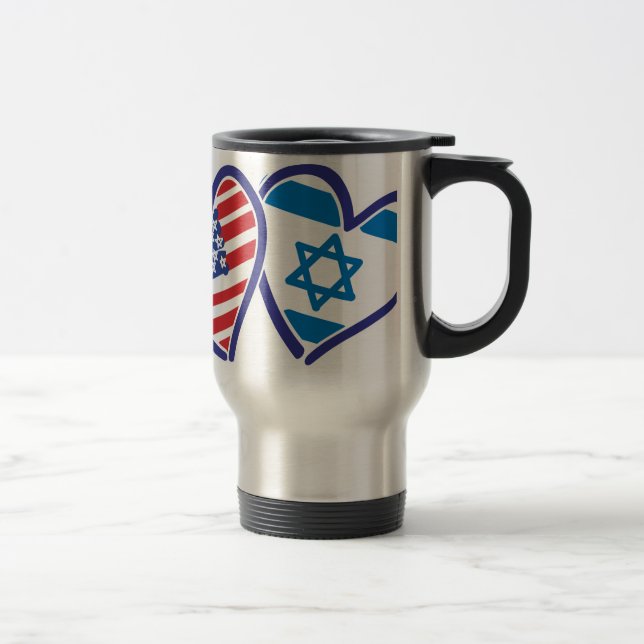 Mug De Voyage États-Unis Israël Coeur Drapeau (Droit)