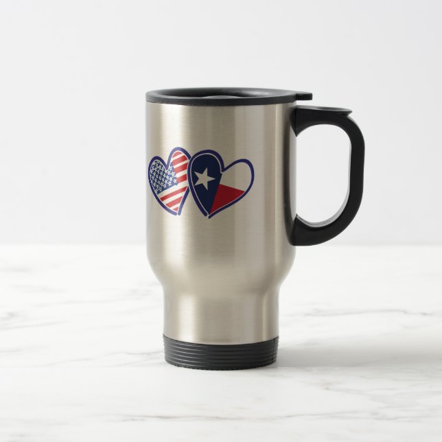Mug De Voyage États-Unis-Texas-Coeur-Drapeau (Droit)