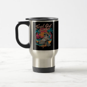 Mug De Voyage Été de fille sauvage plage drôle raton laveur