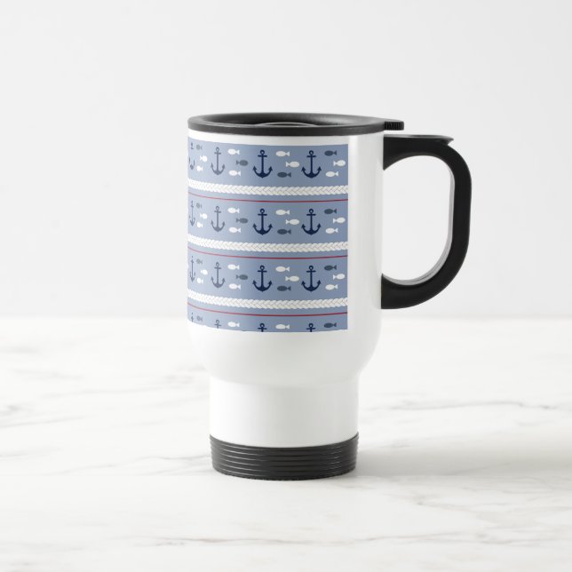 Mug De Voyage Été nautique bleu (Droite)